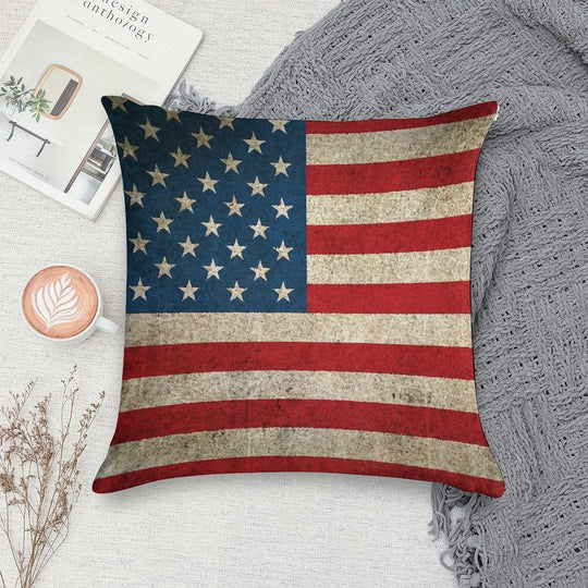 Old And Worn Distressed Vintage Flag of The United States Soft Anti-Pilling Throw Pillow