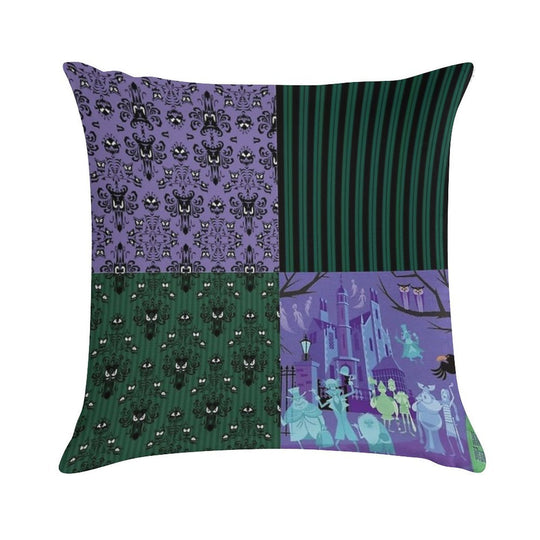 Haunted Mansion Pattern Soft Reinforced Edging Throw Pillow