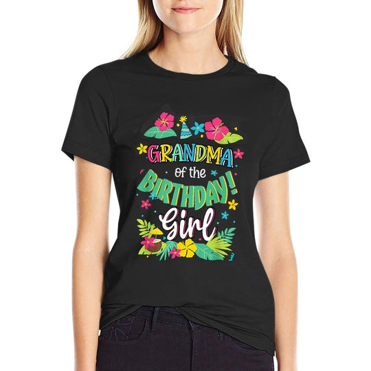 Grandma of The Birthday Girl Shirt Aloha Hawaii Party 1st  Heathered Texture T-Shirt
