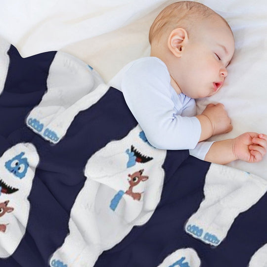 Classic Christmas Abominable Snowman with Rudolph © GraphicLoveShop Compact Throw Blanket