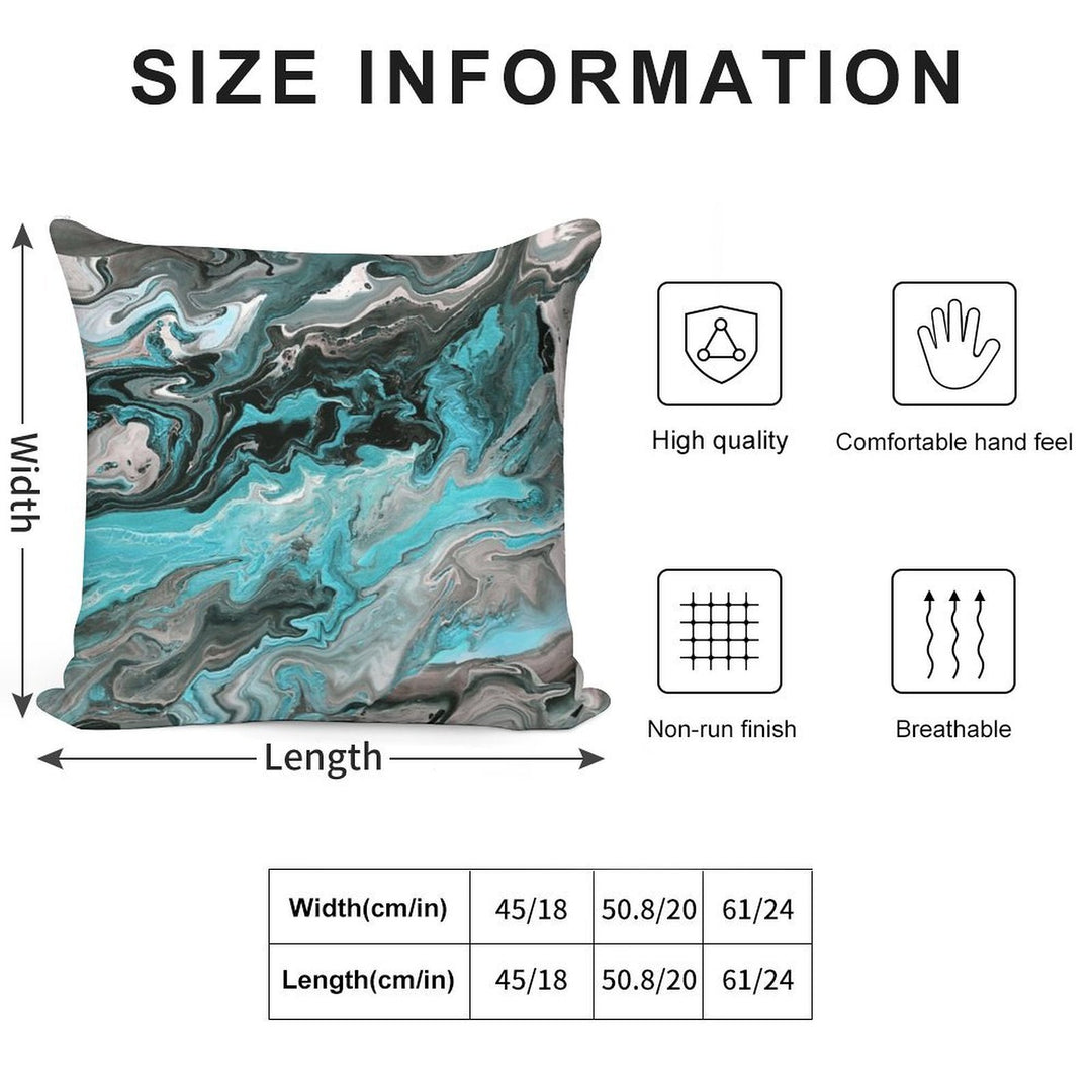 Turquoise Vein Marble Soft Reinforced Edging Throw Pillow