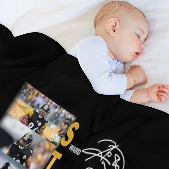 Hines Ward Troy Polamalu Joe Greene Signatures Easy Care Throw Blanket