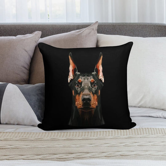 Doberman Low Poly Soft Washable Throw Pillow