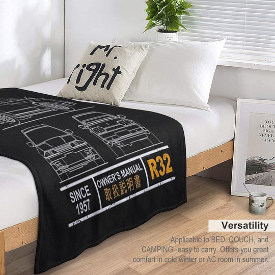 Blueprint of The Skyline R32 Versatility Throw Blanket