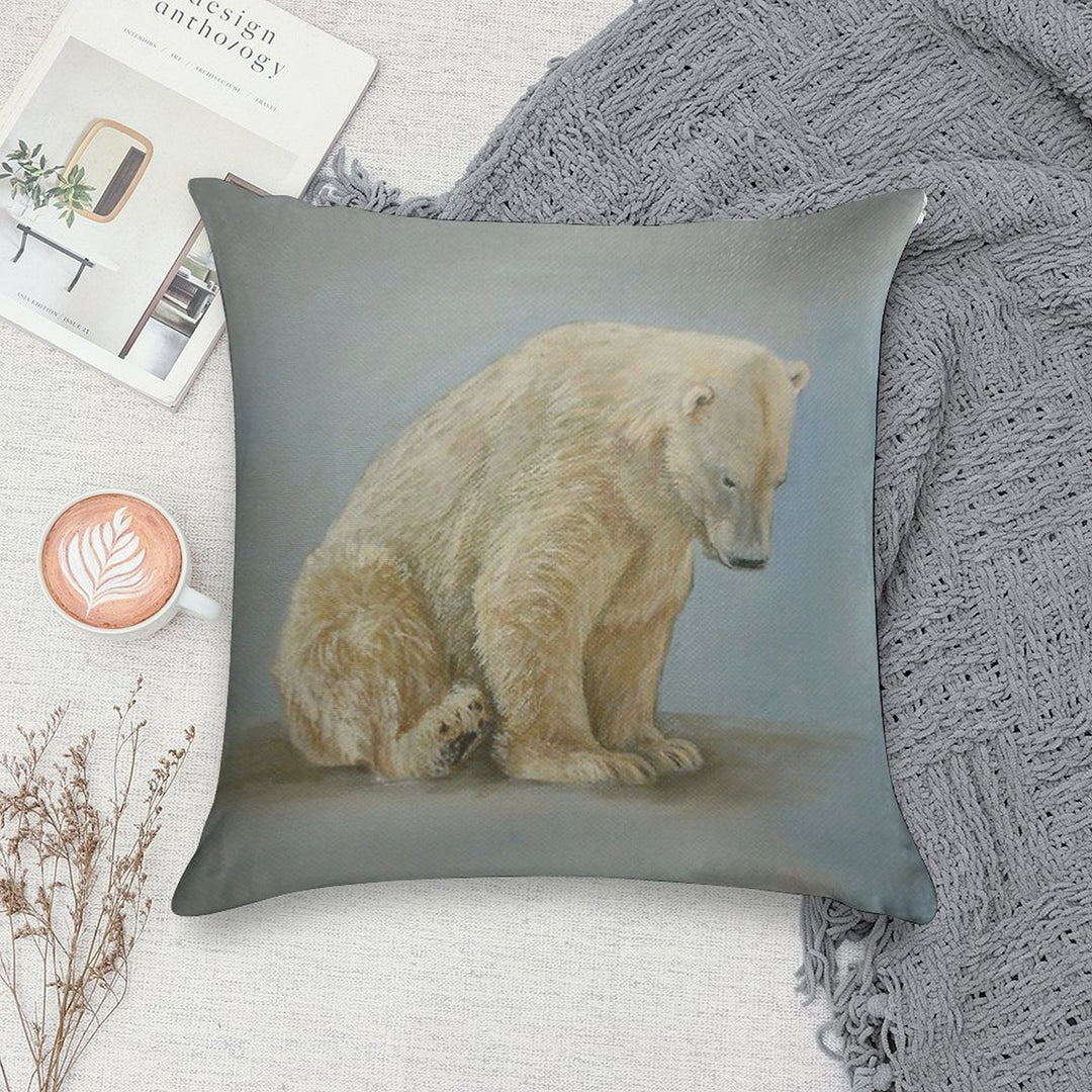 Polar Bear Sitting Soft Luxury Feel Throw Pillow