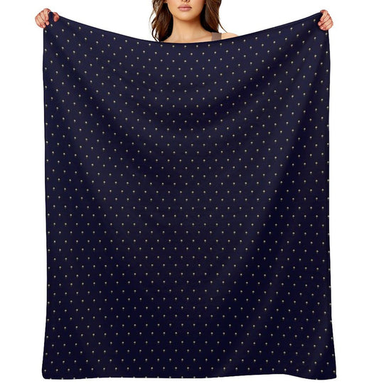 Gold Tiny Umbrellas on Cozy Navy Blue Multi-functional Throw Blanket