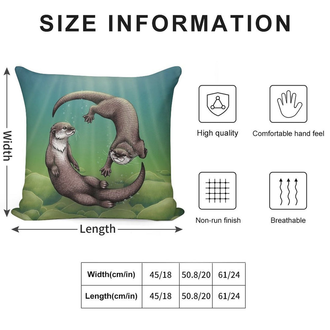 Asian Small-Clawed Otters Soft Hidden Zipper Throw Pillow