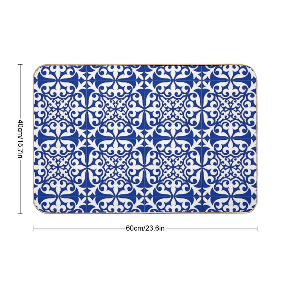 Moroccan Tile - Cobalt Blue  Dirt-Trapping Bath Mat
