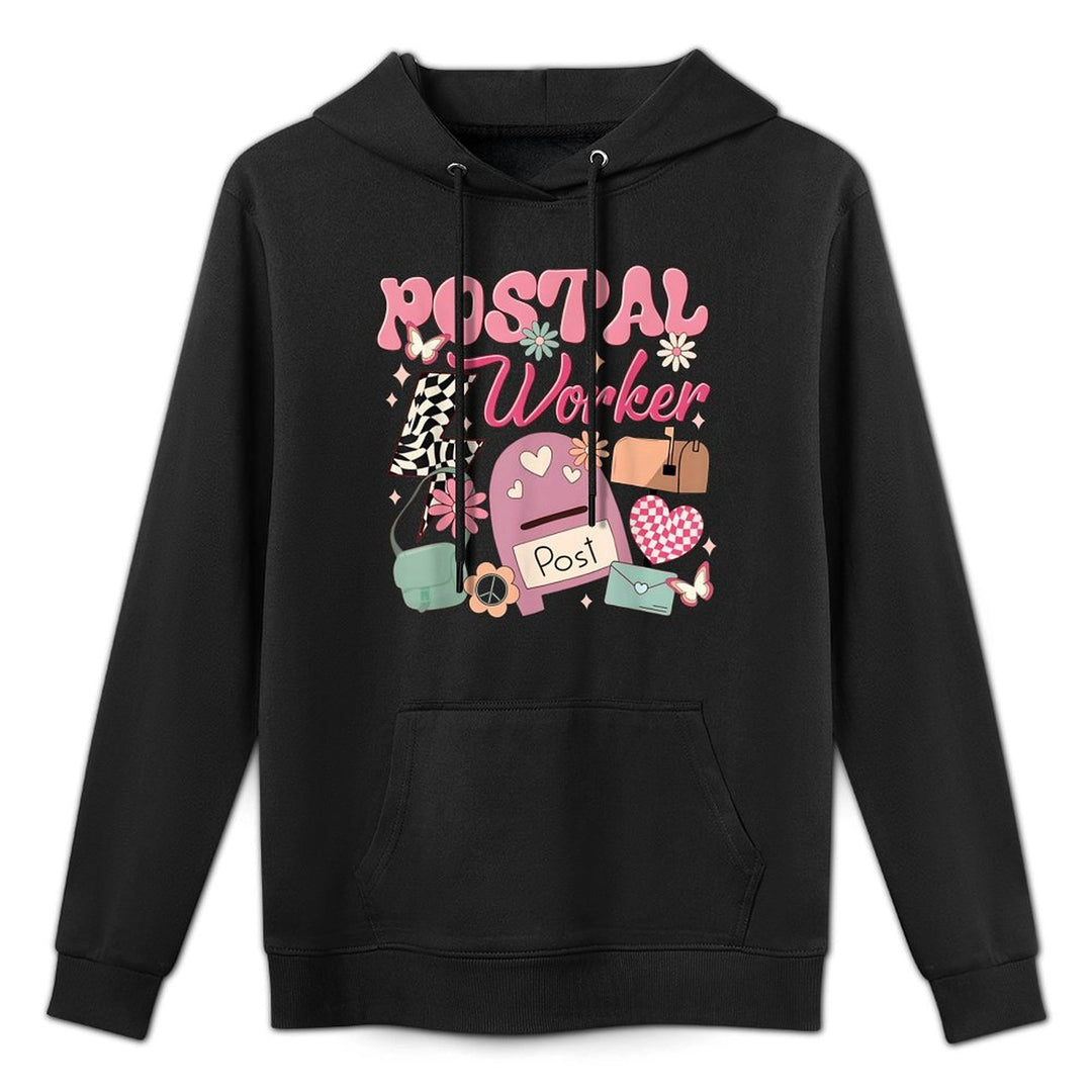 Funny Retro Postal Worker Post Office Delivery Mailman Life, Small, Black Colorfast Hoodie