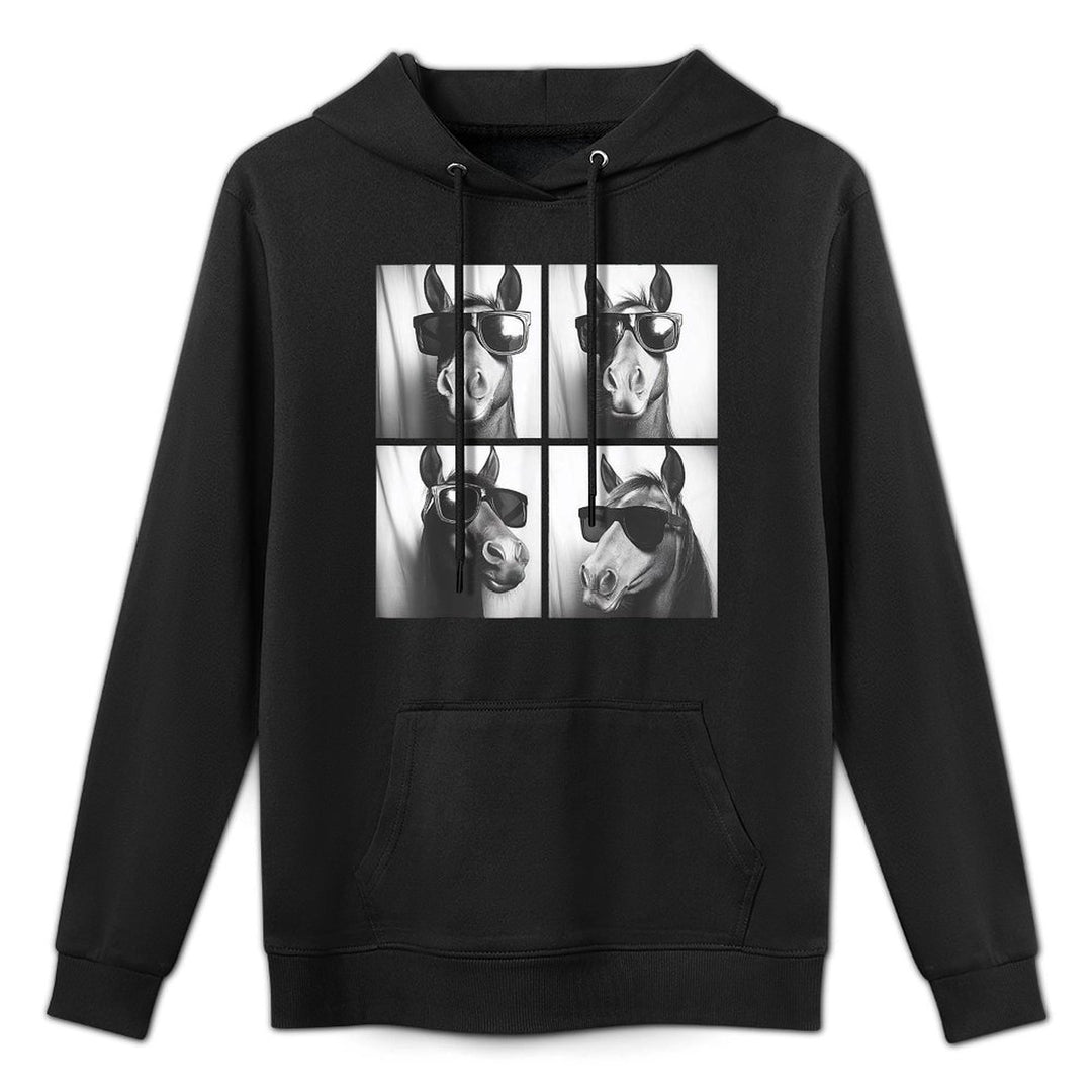 Funny Horse Wearing Sunglasses Photobooth Selfie Farm Animal Casual Wear Hoodie