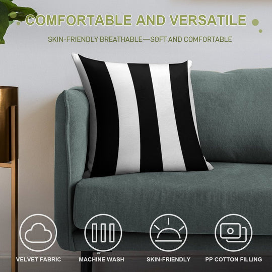 Black And White Stripes Soft Bedroom Essential Throw Pillow