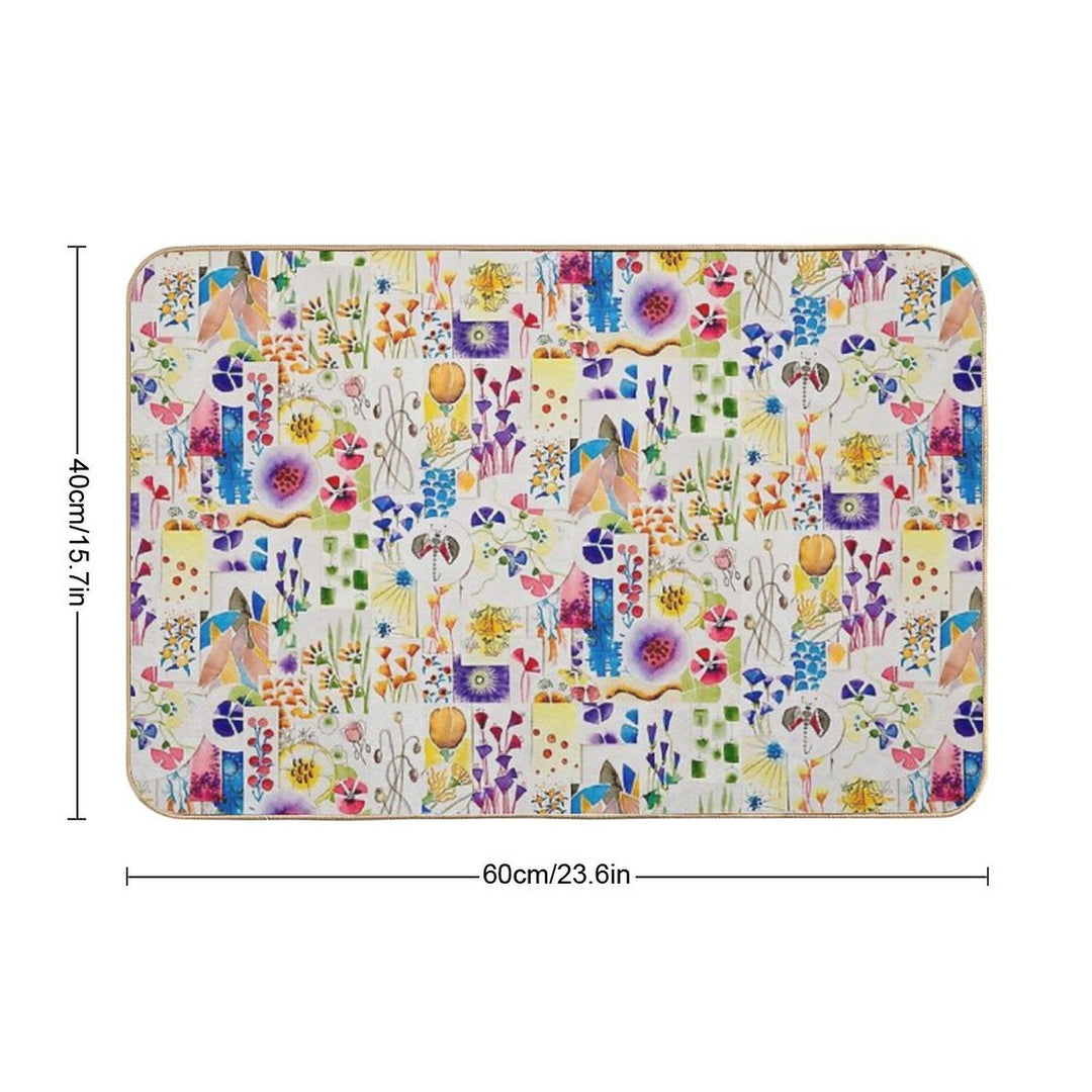 Painted Flowers Collage  Non-Slip Bath Mat
