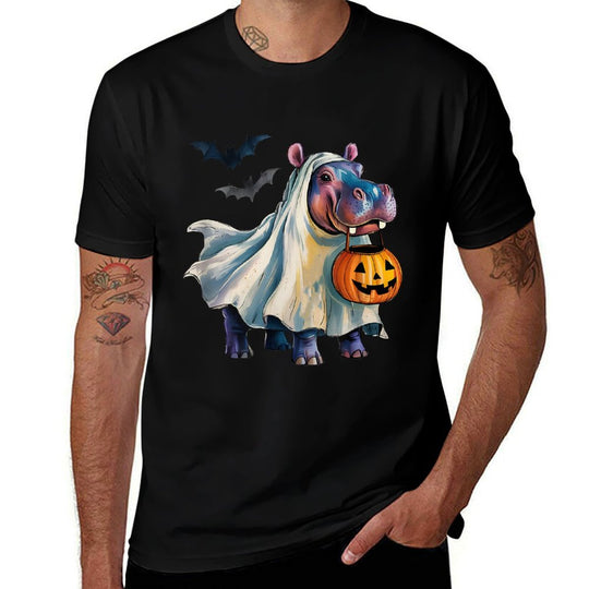 Cute Hippo Halloween Pumpkin Hippopotamus Costume Girls  Soft T-Shirt