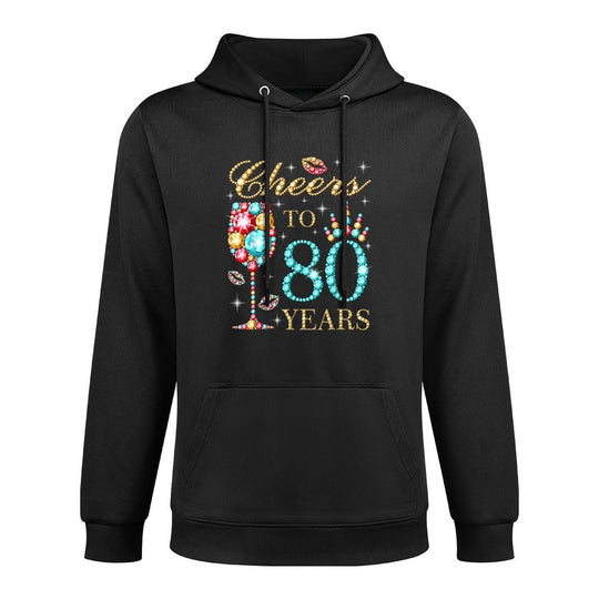Cheers To 80 Years, 80 Years Old Women, 80 Birthday Cute Relaxed Fit Hoodie