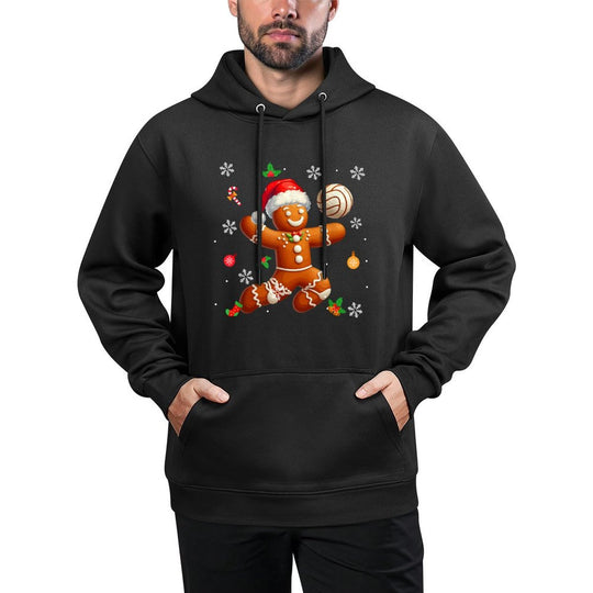 Gingerbread Playing Volleyball Christmas Player Kids Family Easy Care Hoodie