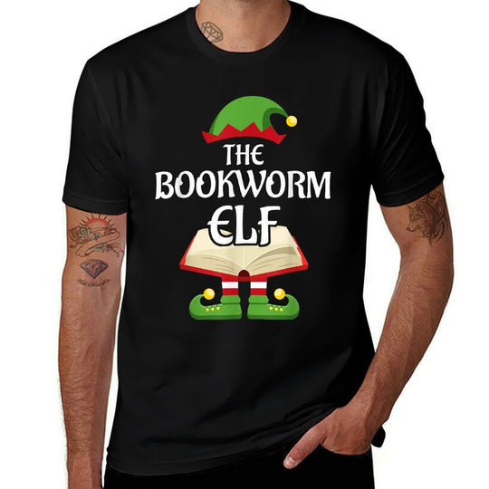 Bookworm Elf Family Matching Group Christmas Reading  Graphic-printed T-Shirt