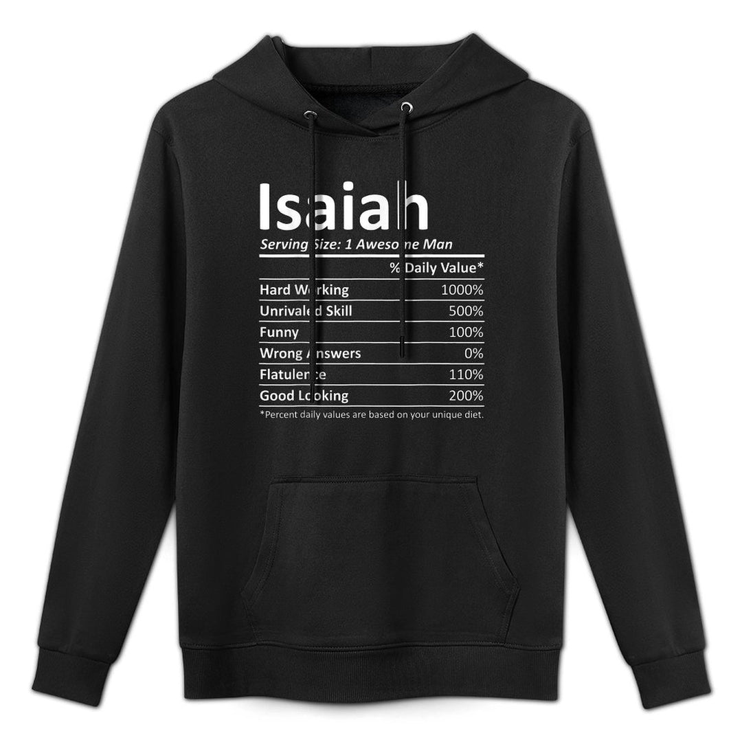 ISAIAH Nutrition Funny Birthday Personalized Name Gift Idea Adjustable Hood Hoodie