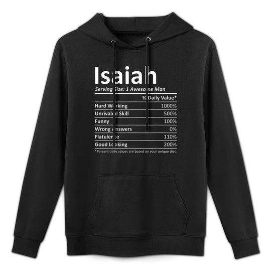 ISAIAH Nutrition Funny Birthday Personalized Name Gift Idea Adjustable Hood Hoodie