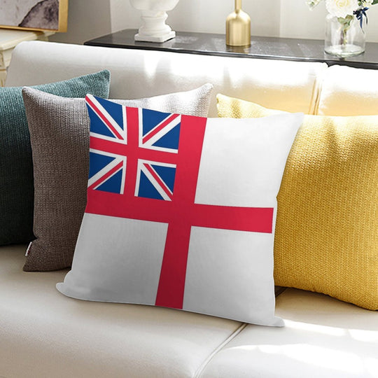 ROYAL WHITE ENSIGN - GREAT BRITAIN Soft Hidden Zipper Throw Pillow