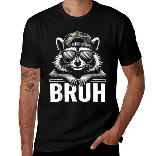 Bruh Raccoon Trash Racoon Camo Hat Youthns Kids Slang  Graphic-printed T-Shirt