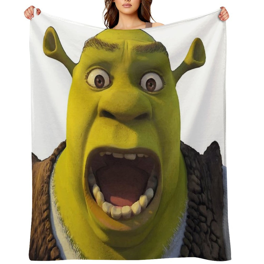 Surprised Shrek Meme Sticker – Funny Ahh! You Just Scared Shrek Decal Anti-pilling Throw Blanket