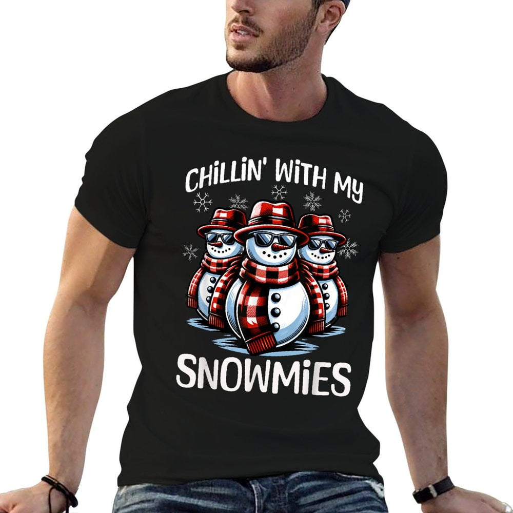 Chillin With My Snowmies Snowman Funny Christmas  Oversized Silhouette T-Shirt