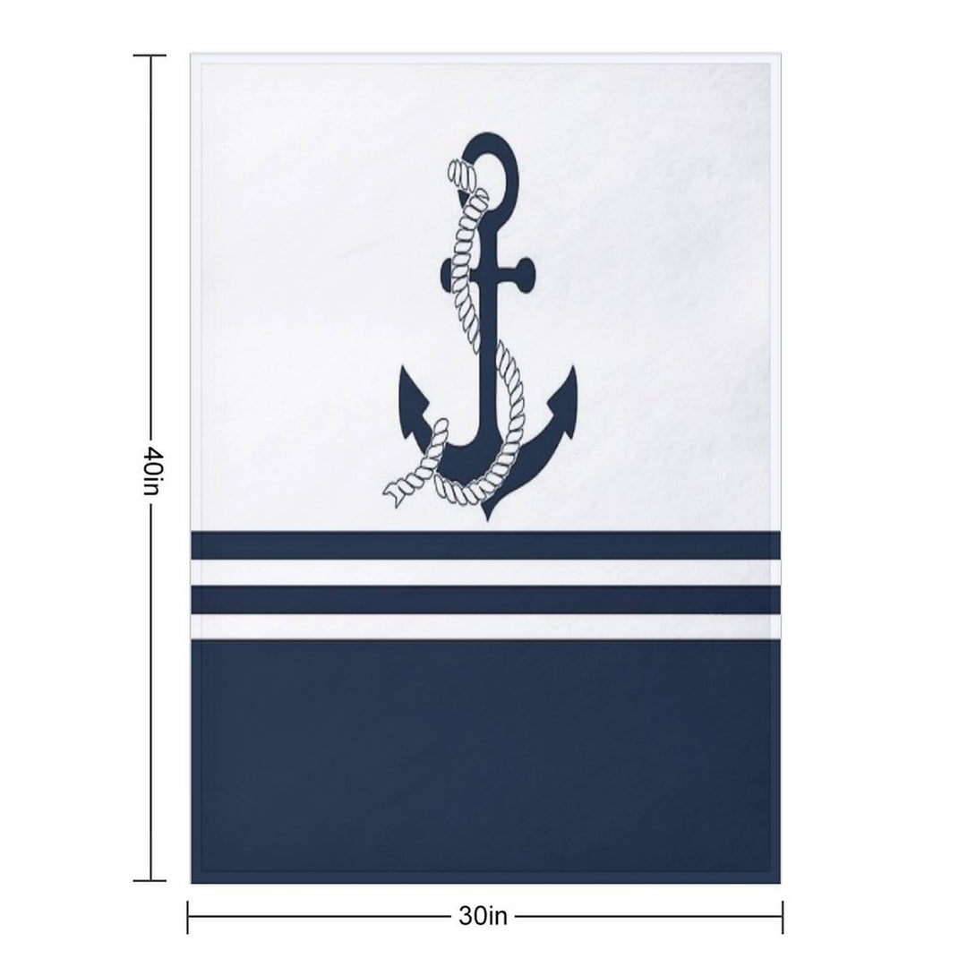 Nautical Blue Anchors with Blue And White Stripes Quick-dry Throw Blanket