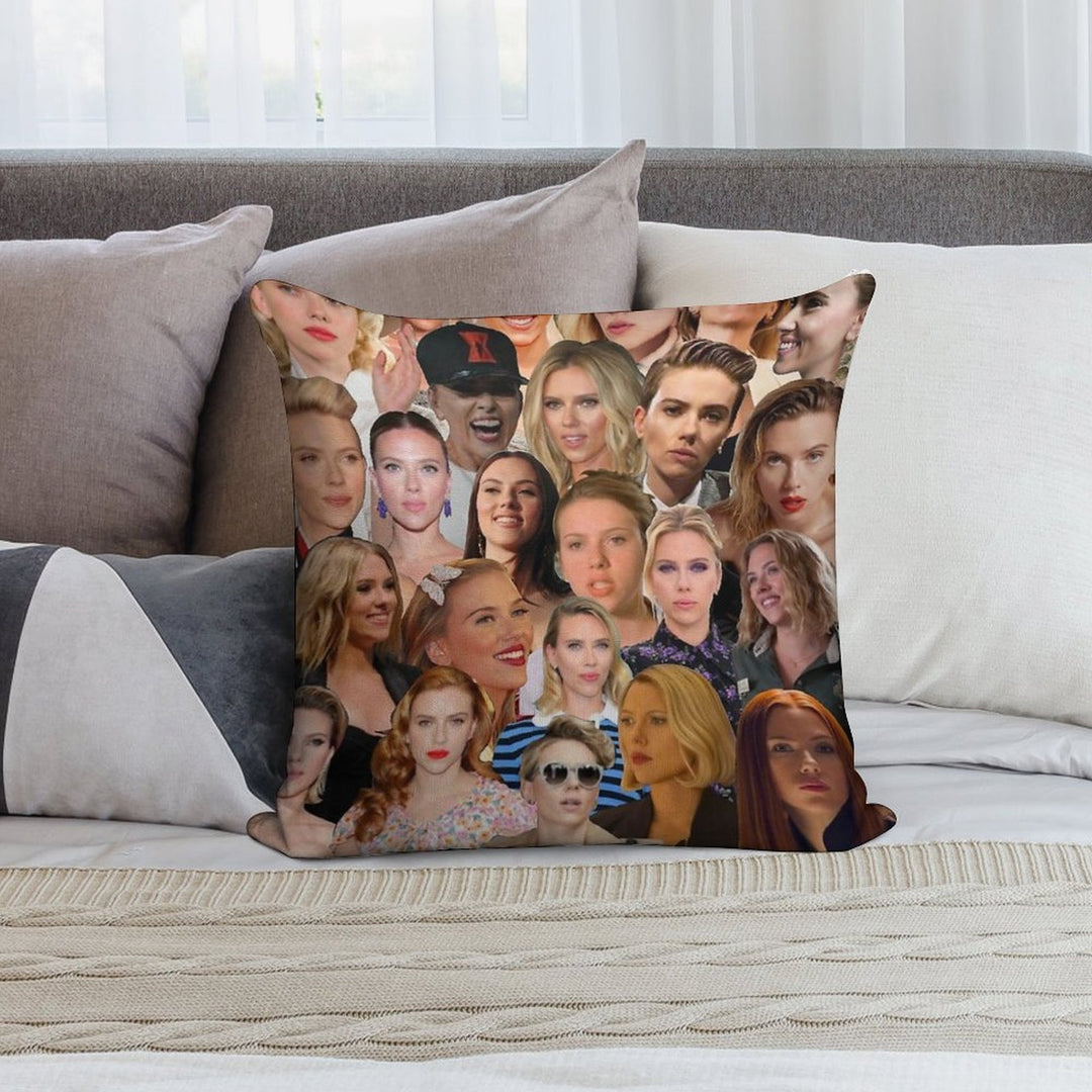 Scarlett Johansson Photo Collage Soft Luxury Feel Throw Pillow