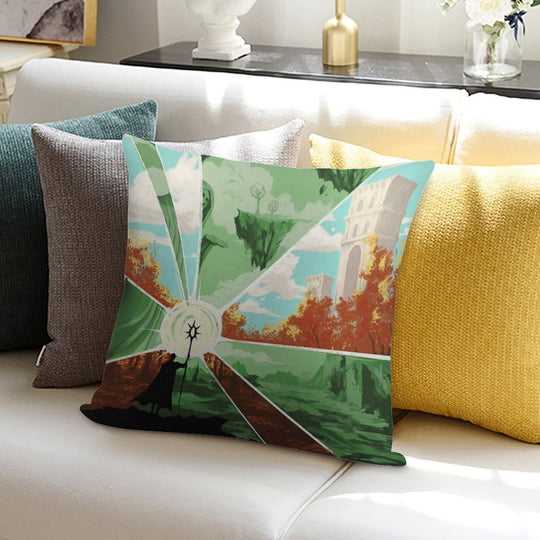 The World That Wakes And The World That Dreams Soft Short Plush Fabric Throw Pillow