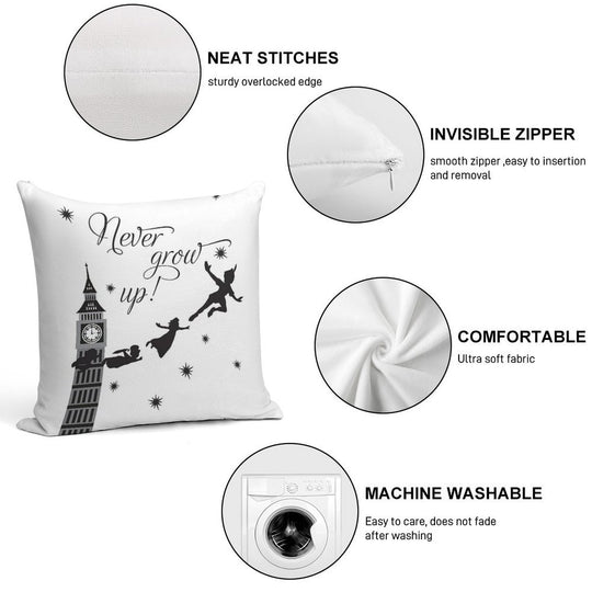 Peter Pan - Never Grow Up Soft Bedroom Essential Throw Pillow