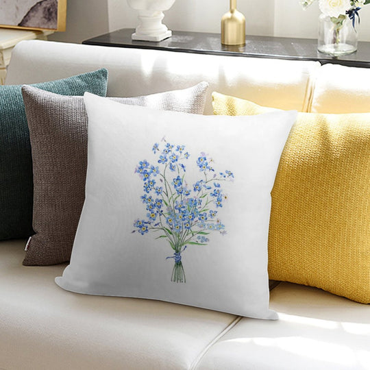 Hand Painted Forget Me Not Bouquet 2020 Soft Washable Throw Pillow