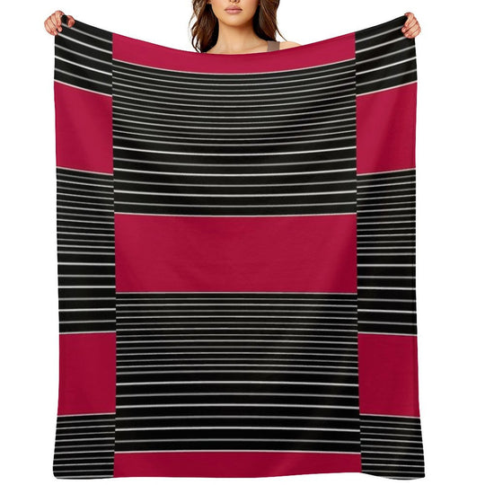 Striped Simple Red , Gray , White Pattern SPORTCLUB All-season Throw Blanket