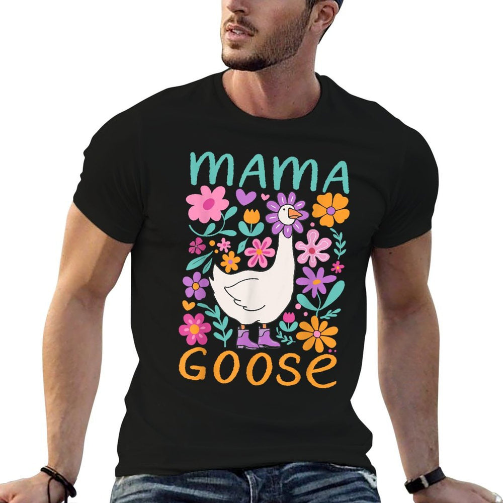 Funny Silly Goose Mom Mommy Mothers Day Floral Mama Goose  Moisture-wicking T-Shirt