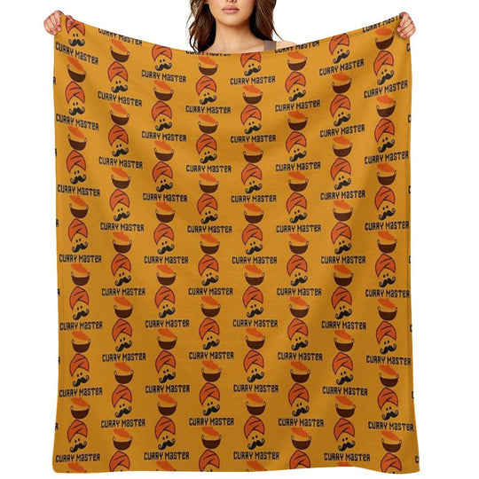 Curry Master Indian Chef Turban And Moustache All-season Throw Blanket