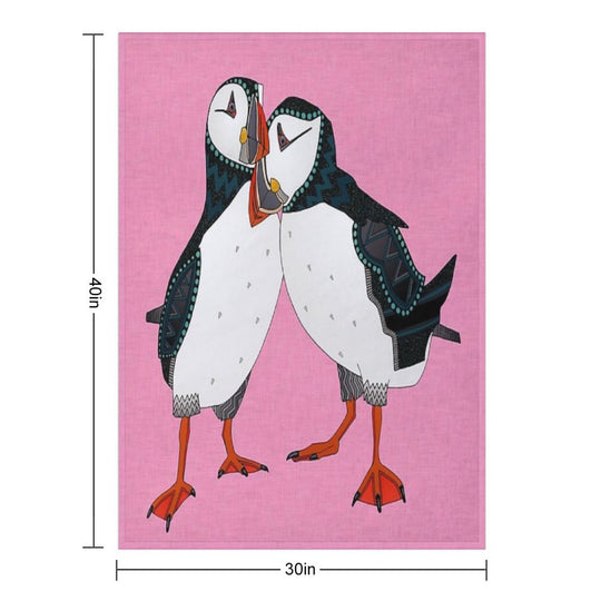Puffin Pair Pink Quick-dry Throw Blanket