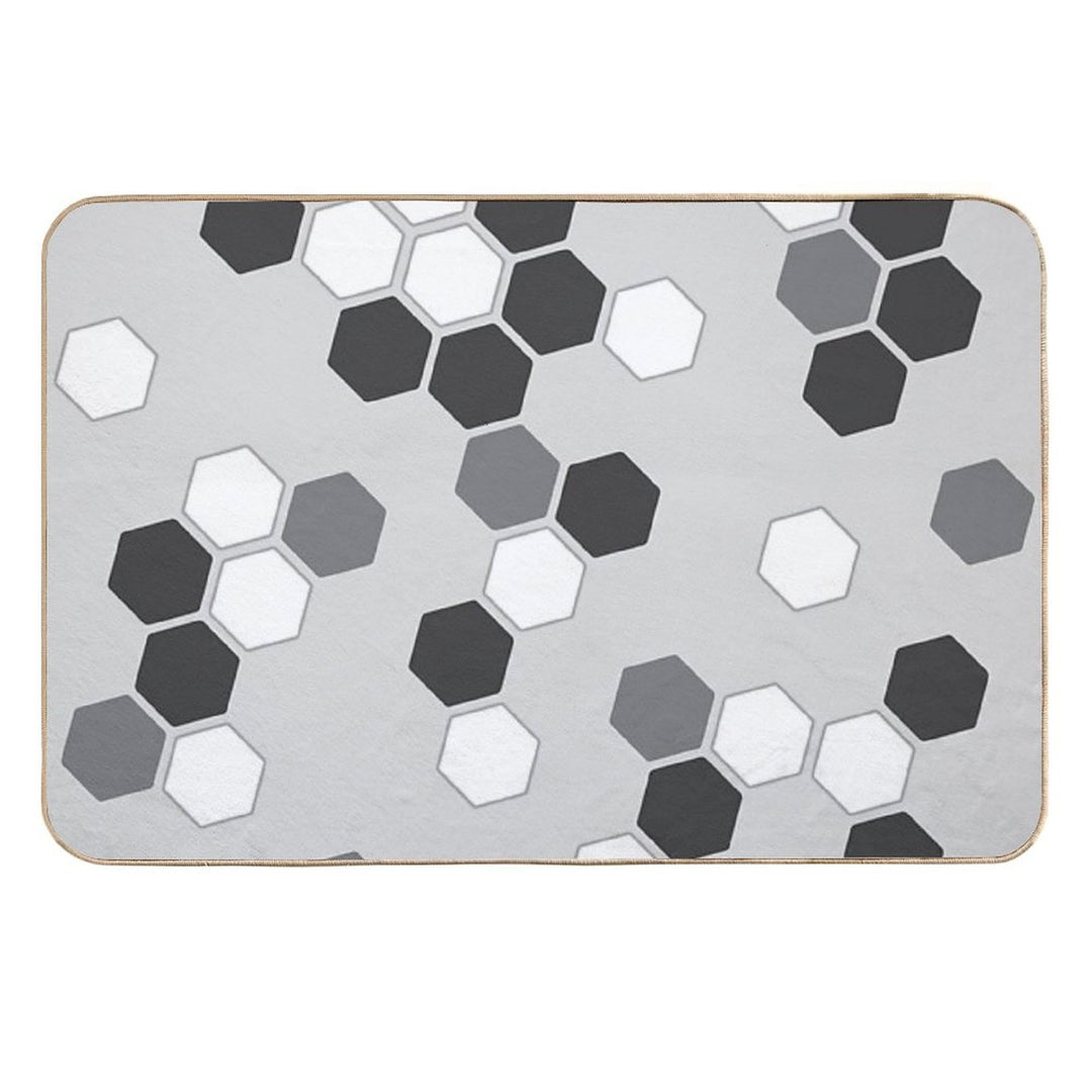 Hexagons in Gray  Odorless Bath Mat