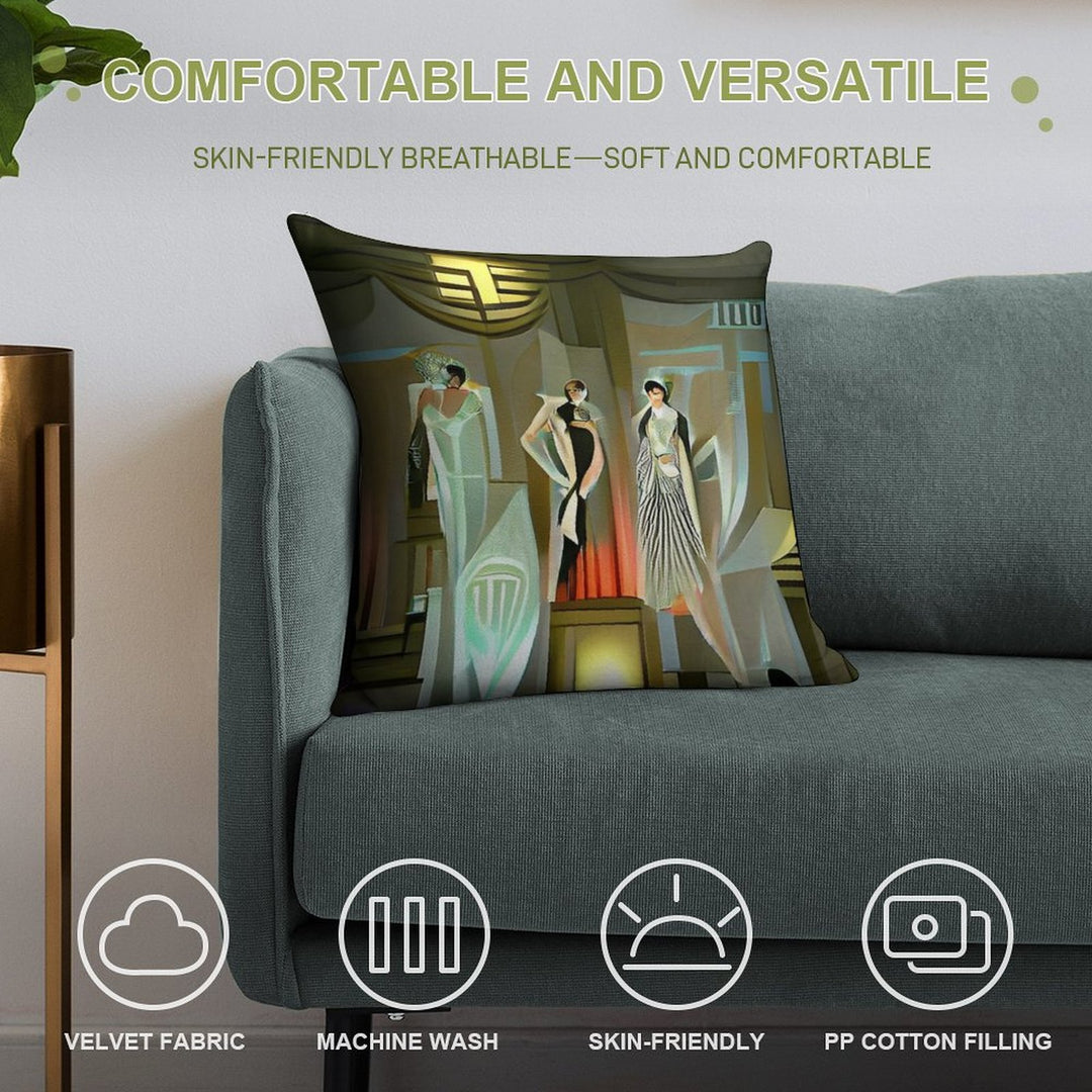 Art Deco Fashion Soft Warmth Comfort Throw Pillow