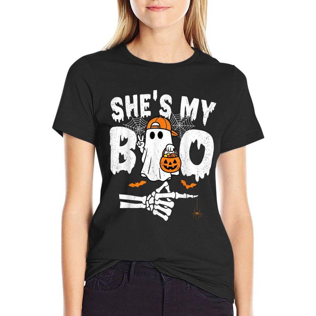 Hes My Boo Matching Couple Halloween Couples Shes My Boo Comfortable T-Shirt