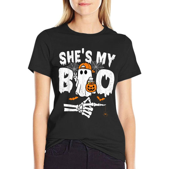 Hes My Boo Matching Couple Halloween Couples Shes My Boo Comfortable T-Shirt