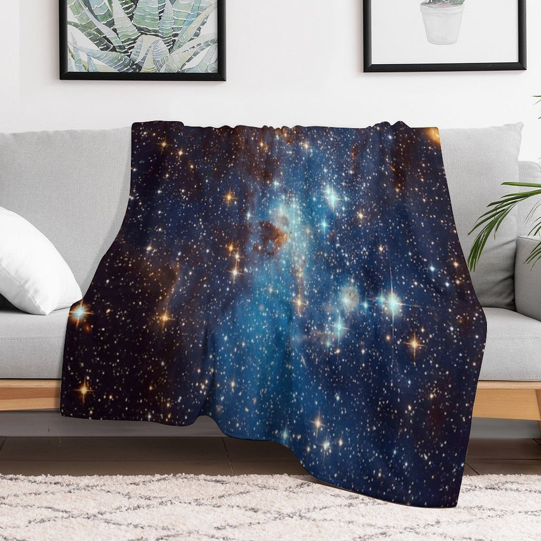 Blue Nebula Stars Space Anti-pilling Throw Blanket