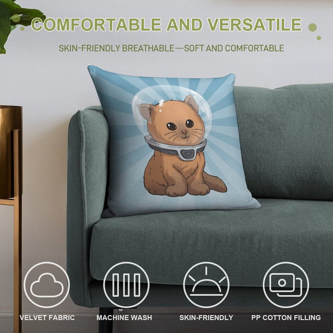 Keep Calm Kitty Soft Short Plush Fabric Throw Pillow