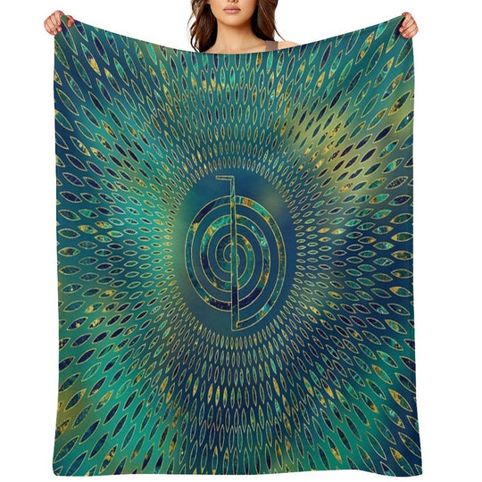 Reiki Cho Ku Rei - Gemstone And Gold Velvety-soft Throw Blanket