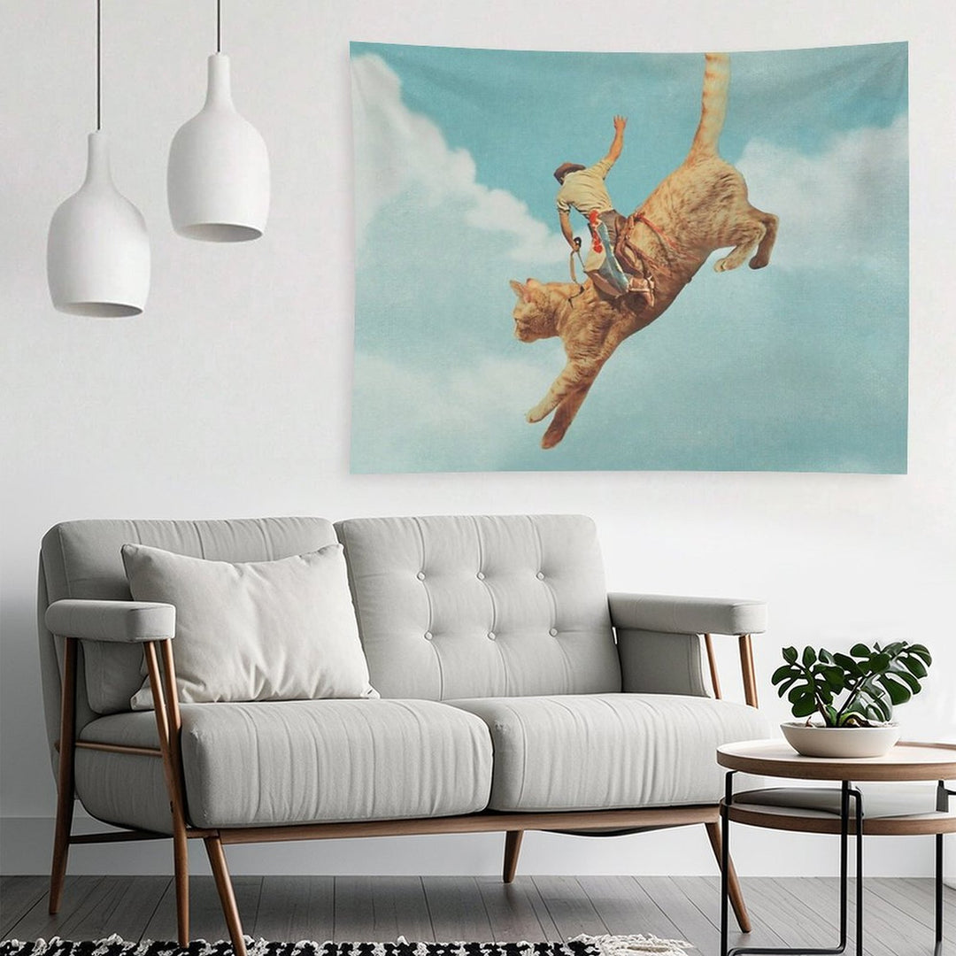 Meehaw - Rodeo Cat  Bronc Tapestry