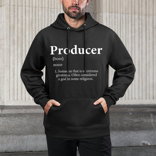 Producer Definition Funny Music Hip Hop EDM DJ Producer Cotton-Polyester Blend Hoodie