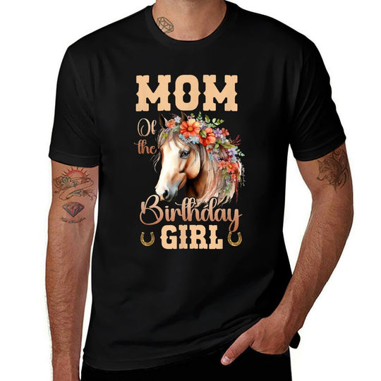 Cute Mom Of The Birthday Girl Horse Family Party  Easy-care T-Shirt