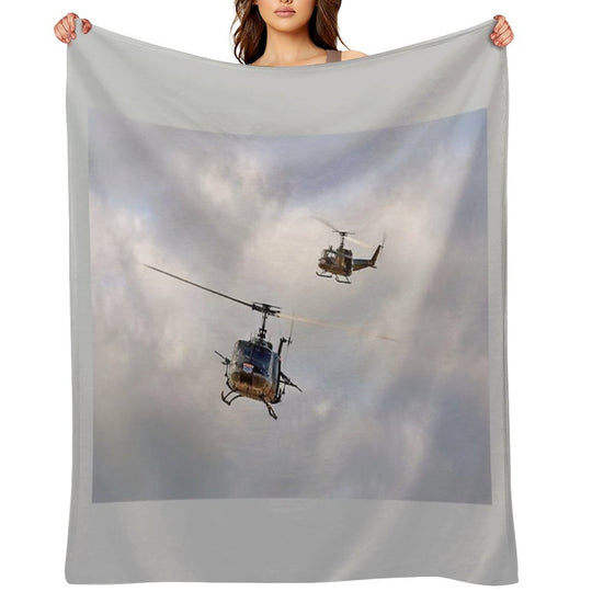 Bell UH-1 Iroquois Helicopters - (A Pair of Hueys) Gift-ready Throw Blanket