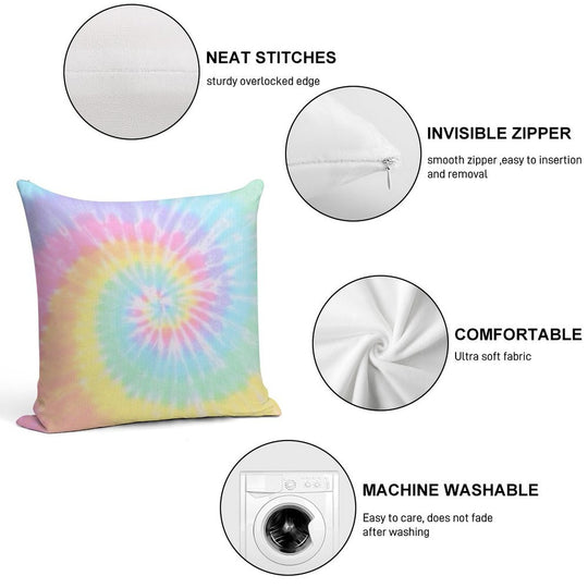 Rainbow Tie Dye Soft Decorative Cover Throw Pillow