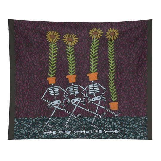 Sunflower Skeletons Tapestry