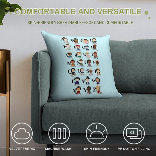 Awesome Woman Alphabet Soft Hidden Zipper Throw Pillow