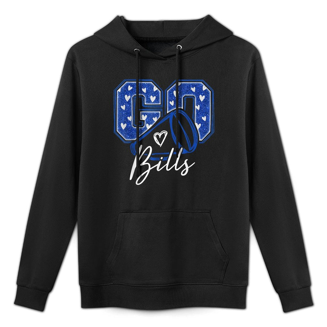 Go Cheer Bills Design for Man Women Girls Kids Machine Washable Hoodie